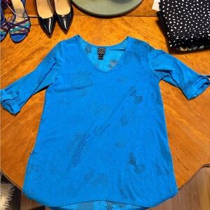 CLARA SUNWOO Vibrant Blue V-Neck Blouse